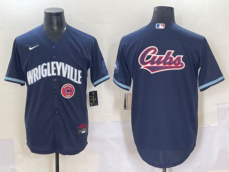 Men 2025 Chicago Cubs Blank Blue City Edition Nike MLB Jersey style 6